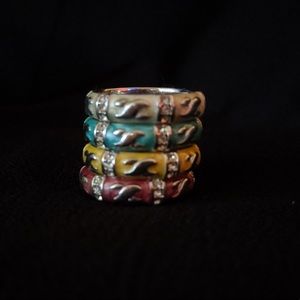 Lauren G Adams sterling silver enamel rings NWOT